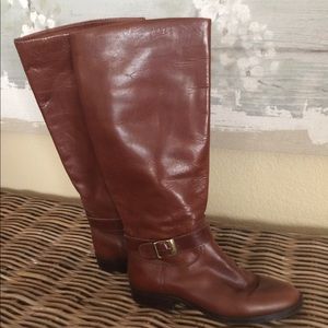 Etienne Aigner gently worn leather slip on boots.
